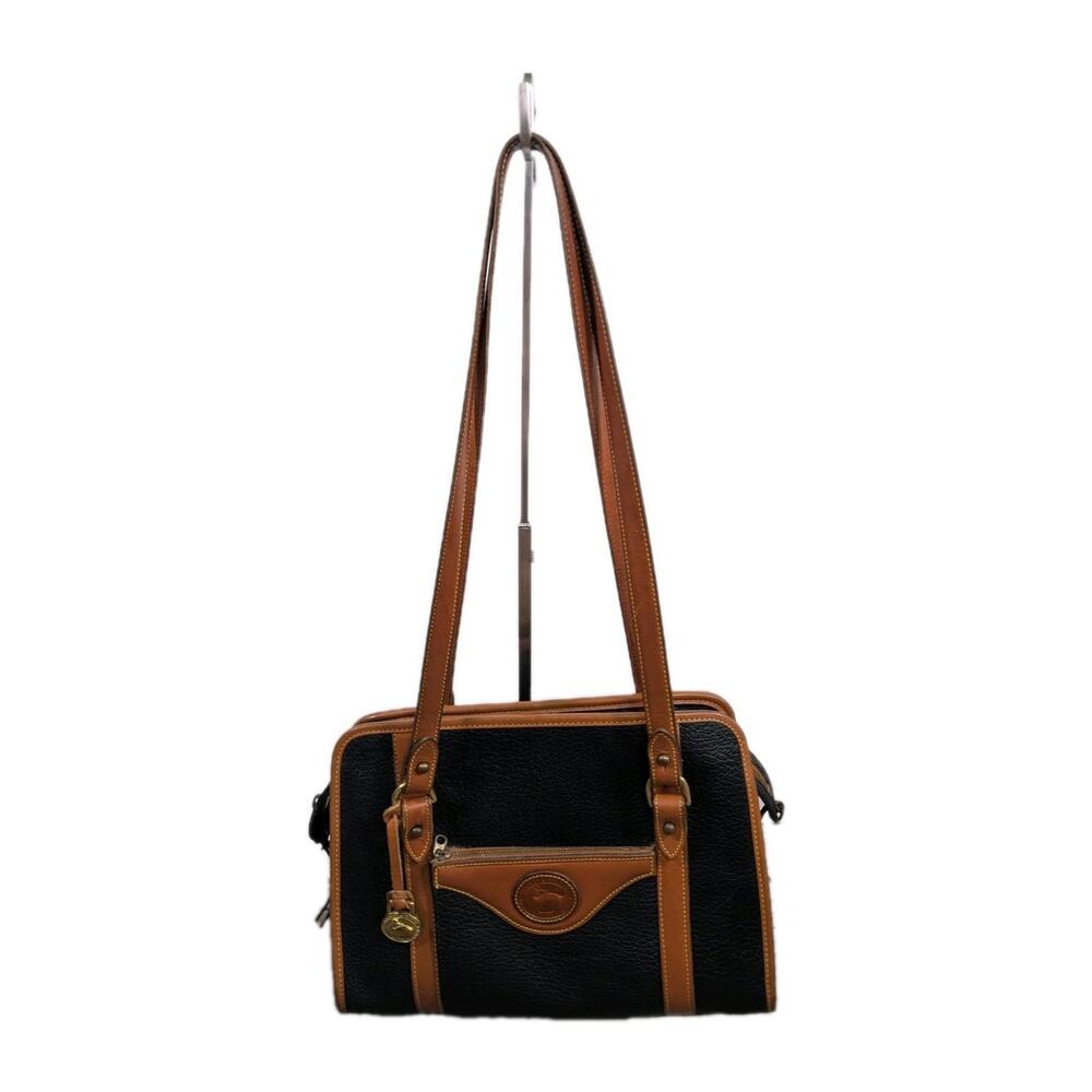 Vintage‎ Dooney & Bourke USA Navy Brown AWL Leather Shoulder Bag Tote Purse.